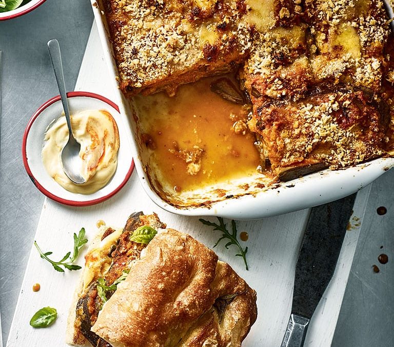 Aubergine parmigiana sandwich
